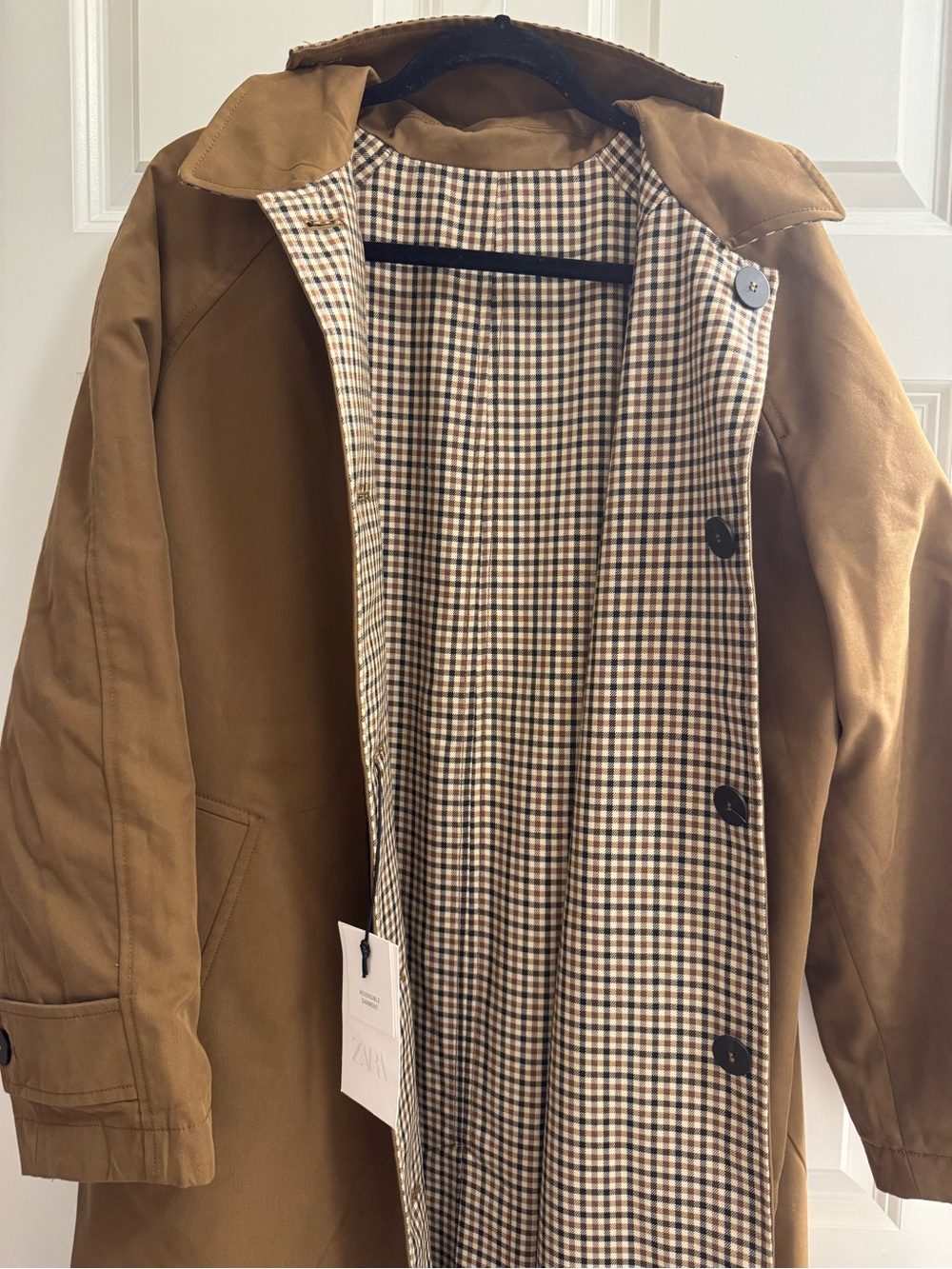 Zara Reversible Long Caramel Trench Coat - Picture 14 of 16